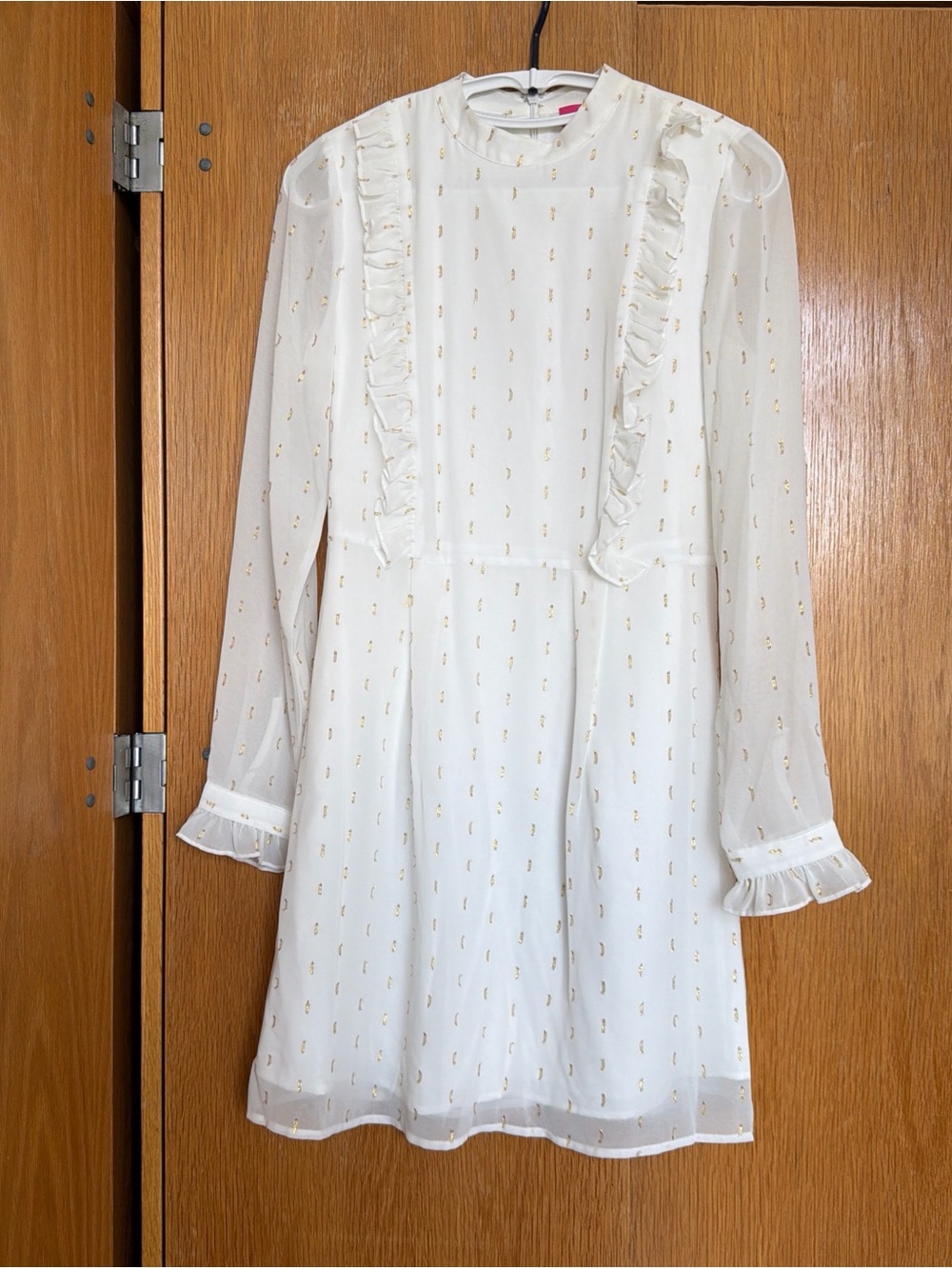 Catherine White Dress with Gold Dot Accents